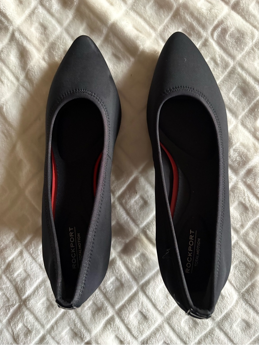 Rockport Black Pointed-Toe Slip-On heels with Red Insole Accent